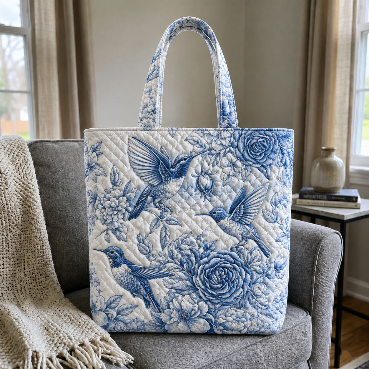 Jouy Hummingbird Garden Quilted Tote Bag GFTOHNL728
