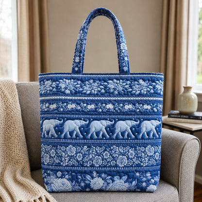 Jouy Elephant Border Quilted Tote Bag GFTOHNL731