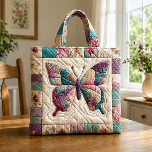 Summer Butterfly Vintage Quilted Tote Bag GFTOHNL74