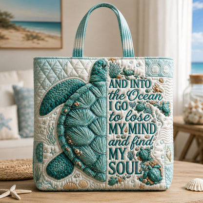 Healing Ocean Turtle Quilted Tote Bag GFTOHNL77