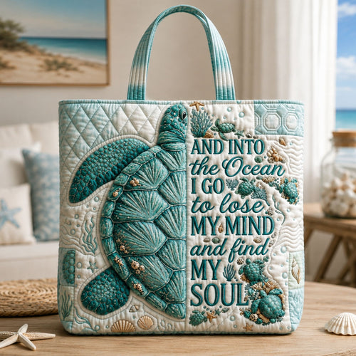 Healing Ocean Turtle Quilted Tote Bag GFTOHNL77