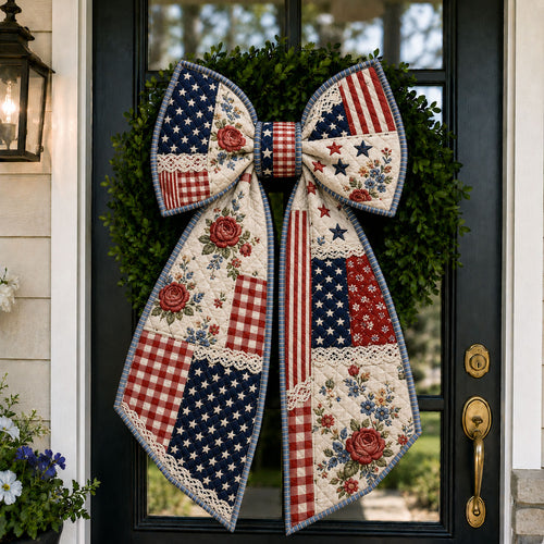 Patriotic Floral Lace Patchwork Quilted Wreath Sash GFTOHNL788