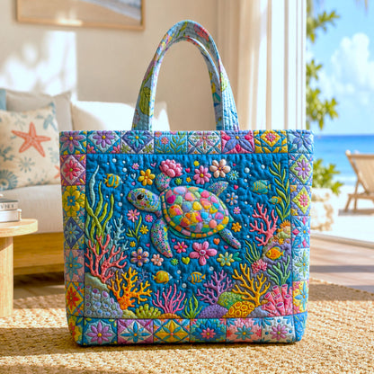 Colorful Ocean Turtle Quilted Tote Bag GFTOHNL79