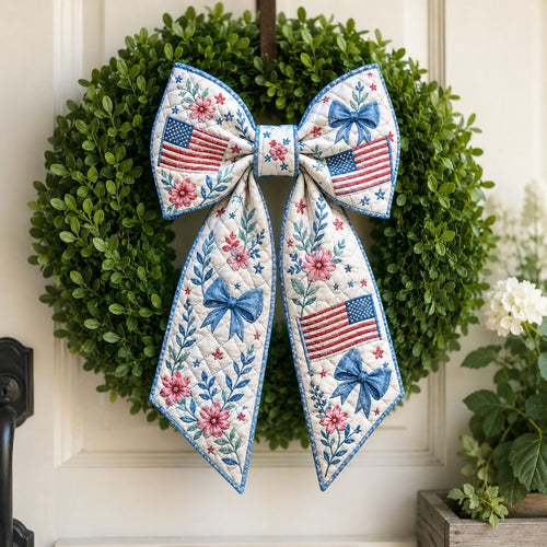Americana Floral Flag Quilted Wreath Sash GFTOHNL795