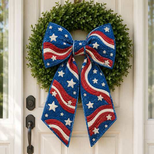 Classic Americana Stars Stripes Quilted Wreath Sash GFTOHNL799
