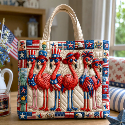 American Flamingo Quilted Tote Bag GFTOHNL80