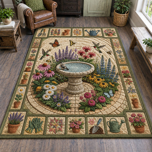 Garden Birdbath Sanctuary Area Rug GFTOHNL804