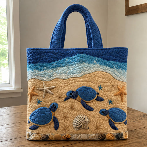 Baby Turtle Coastal Quilted Tote Bag GFTOHNL82