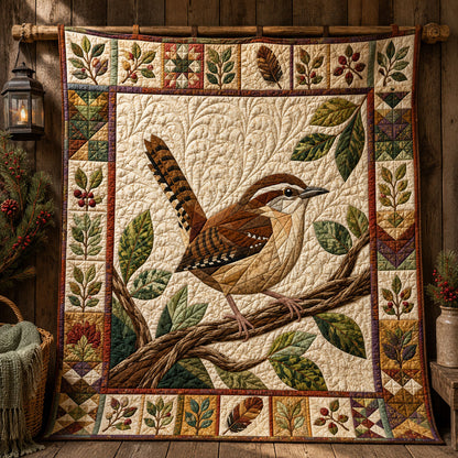Carolina Wren Rustic Woodland Quilted Blanket GFTOHNL835