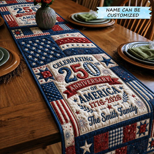 American Flag 250th Anniversary Quilted Table Runner GFTOHNL84