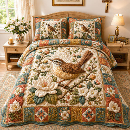 Faithful Magnolia Wren 3-Piece Quilted Bedding Set GFTOHNL846