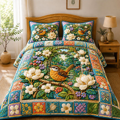 Secret Garden Wren 3-Piece Quilted Bedding Set GFTOHNL847