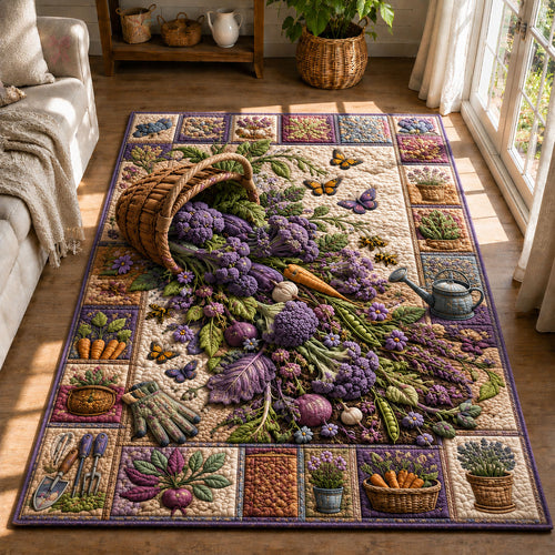Purple Broccoli Harvest Basket Garden Area Rug GFTOHNL849