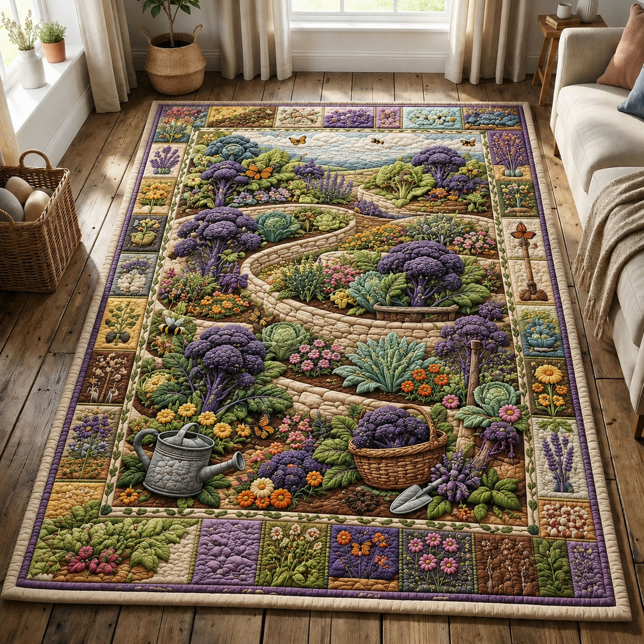 Winding Lavender Kitchen Garden Area Rug GFTOHNL853