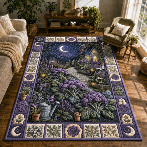 Moonlit Lavender Cottage Garden Area Rug GFTOHNL855