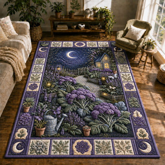 Moonlit Lavender Cottage Garden Area Rug GFTOHNL855