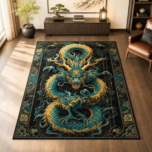 Celestial Jade Dragon Area Rug GFTOHNL857