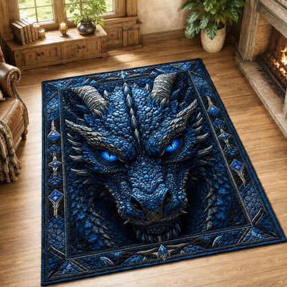 Frozen Blue Dragon Guardian Area Rug GFTOHNL859