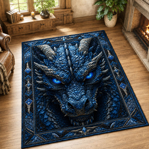Frozen Blue Dragon Guardian Area Rug GFTOHNL859