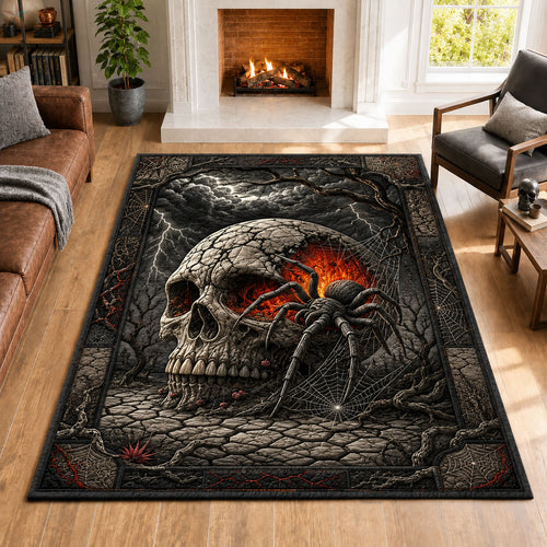 Haunted Spider Skull Halloween Area Rug GFTOHNL894