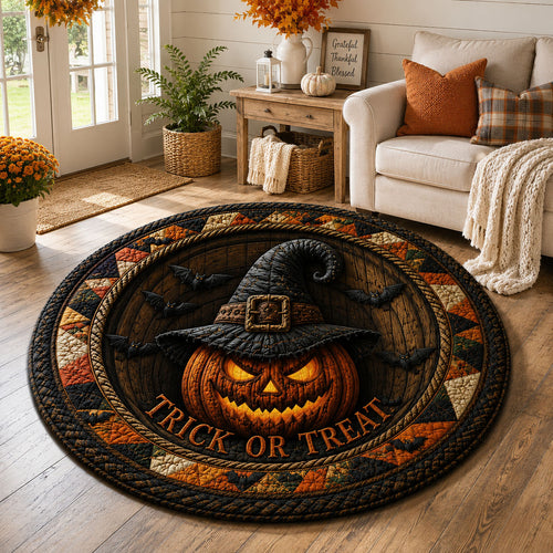 Halloween Trick Or Treat Pumpkin Quilted Round Mat GFTOHNL897