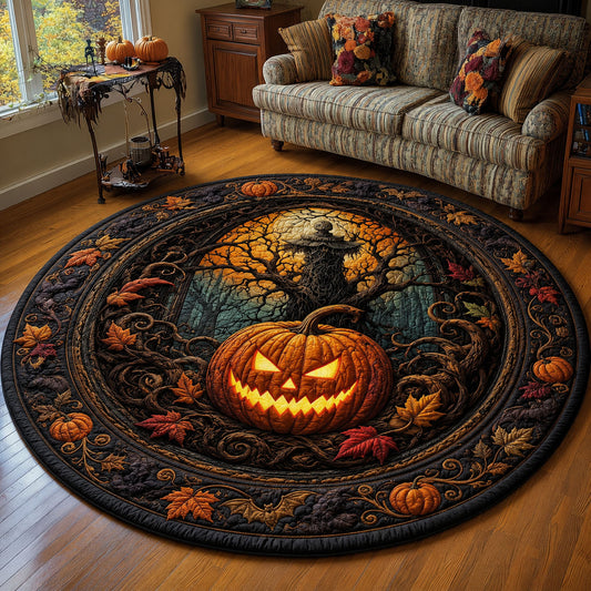 Scarecrow Pumpkin Patch Autumn Halloween Quilted Round Mat GFTOHNL899