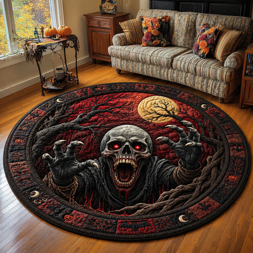 Blood Moon Zombie Skull Horror Quilted Round Mat GFTOHNL901