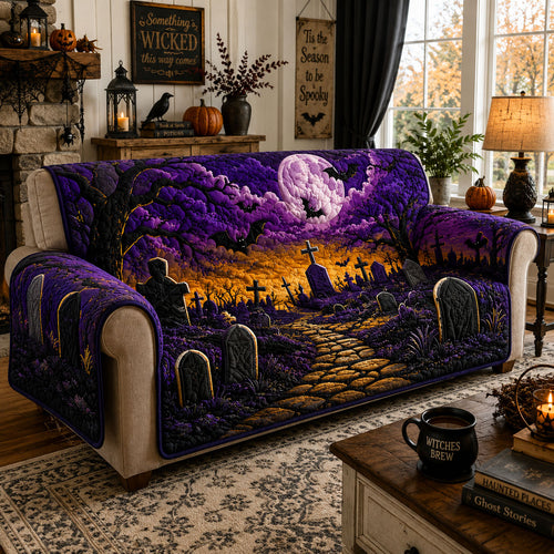 Purple Moon Graveyard Path Quilted Sofa Cover GFTOHNL910