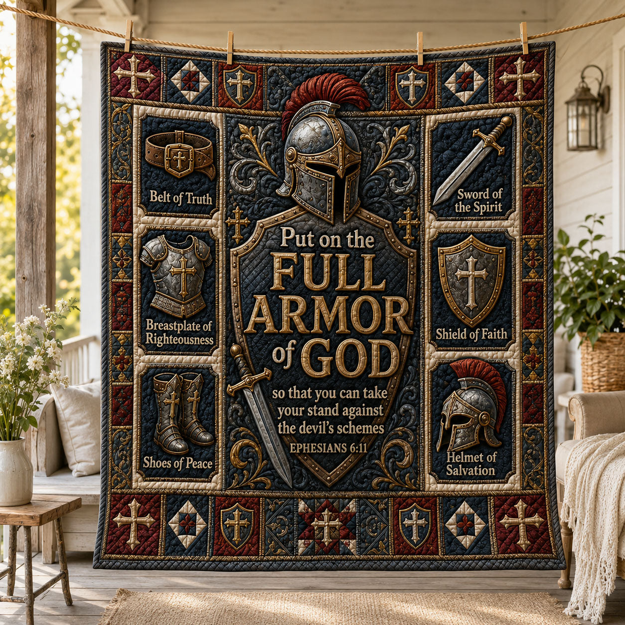 Stand Firm Warrior Quilted Blanket GFTOHNL951