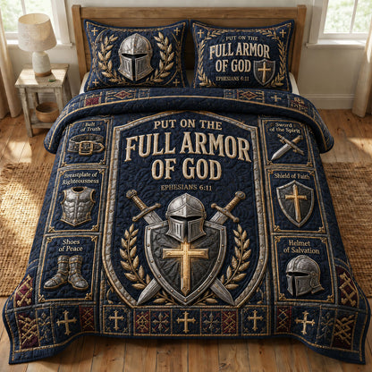 Navy Armor Faith 3-Piece Quilted Bedding Set GFTOHNL955