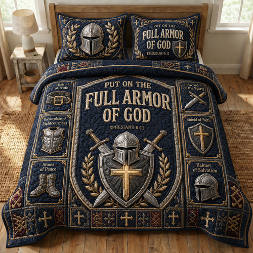 Navy Armor Faith 3-Piece Quilted Bedding Set GFTOHNL955