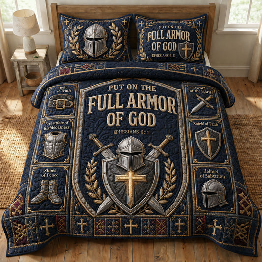 Navy Armor Faith 3-Piece Quilted Bedding Set GFTOHNL955