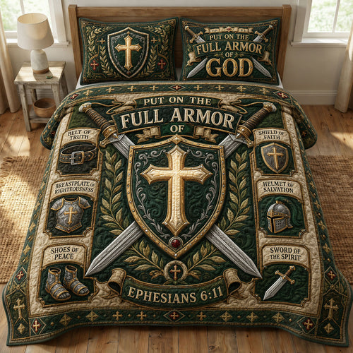 Emerald Shield Faith 3-Piece Quilted Bedding Set GFTOHNL958