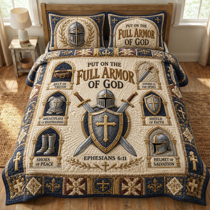 Ivory Armor Scripture 3-Piece Quilted Bedding Set GFTOHNL960
