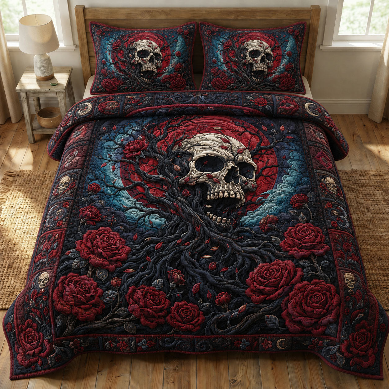 Dark Rose Revenant 3-Piece Quilted Bedding Set GFTOHNL967