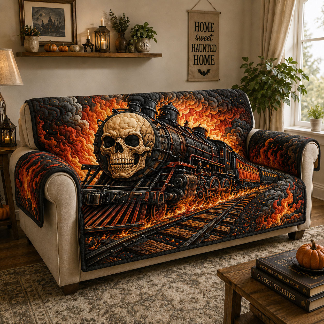 Skull Express Inferno Quilted Sofa Cover GFTOHNL973