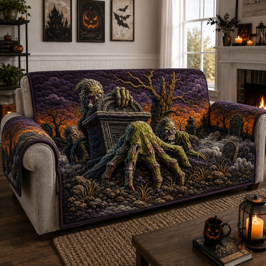 Zombie Graveyard Rising Quilted Sofa Cover GFTOHNL974