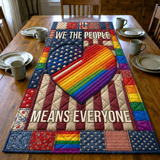 Rainbow Heart America Pride Quilted Table Runner GFTOHNL98