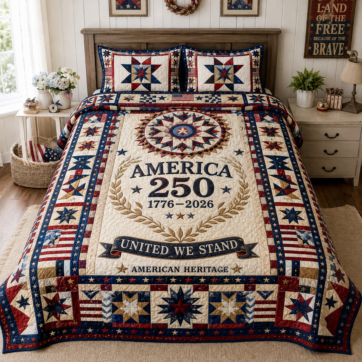 America 250 3-Piece Quilted Bedding Set GFTOLAN01
