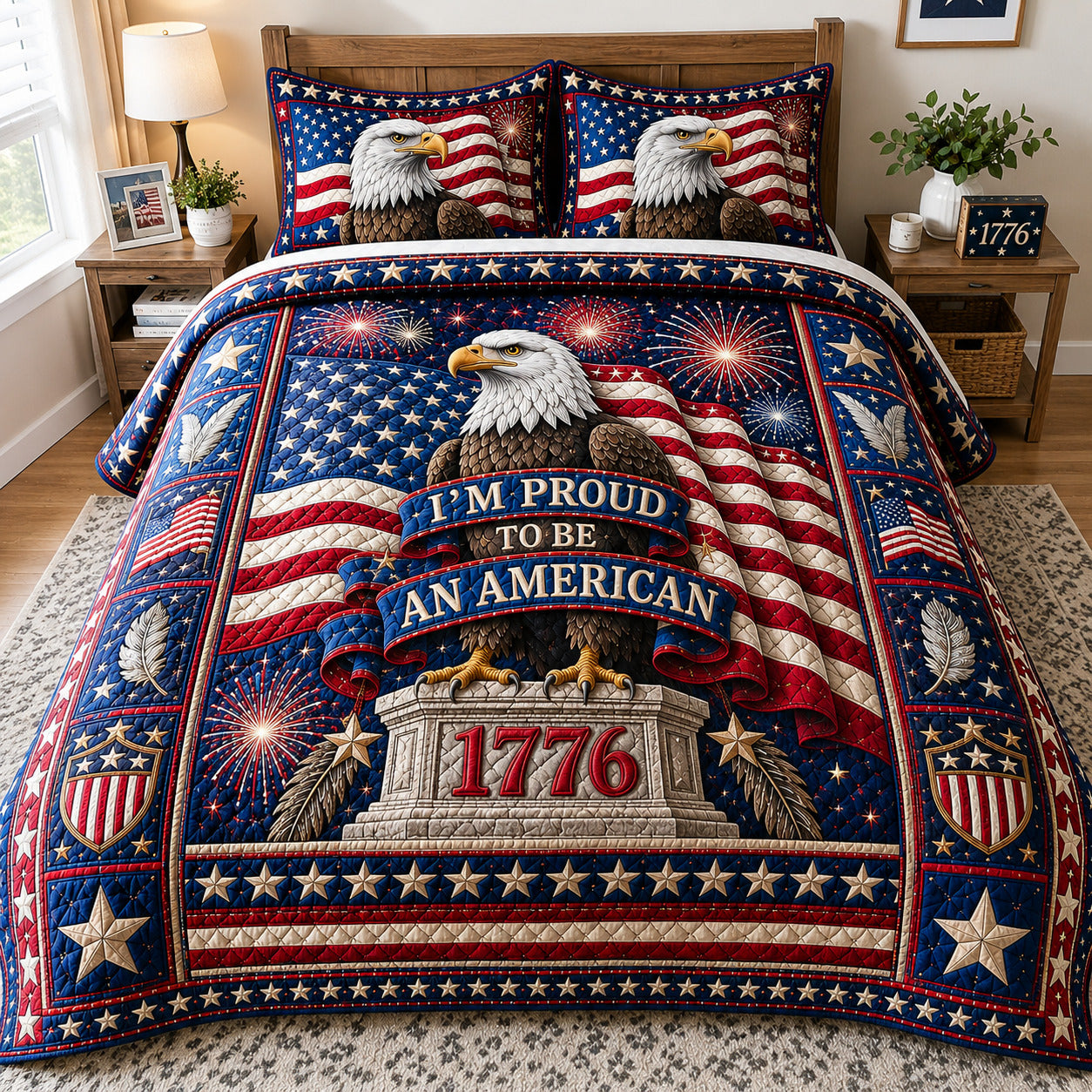 America 250 3-Piece Quilted Bedding Set GFTOLAN04
