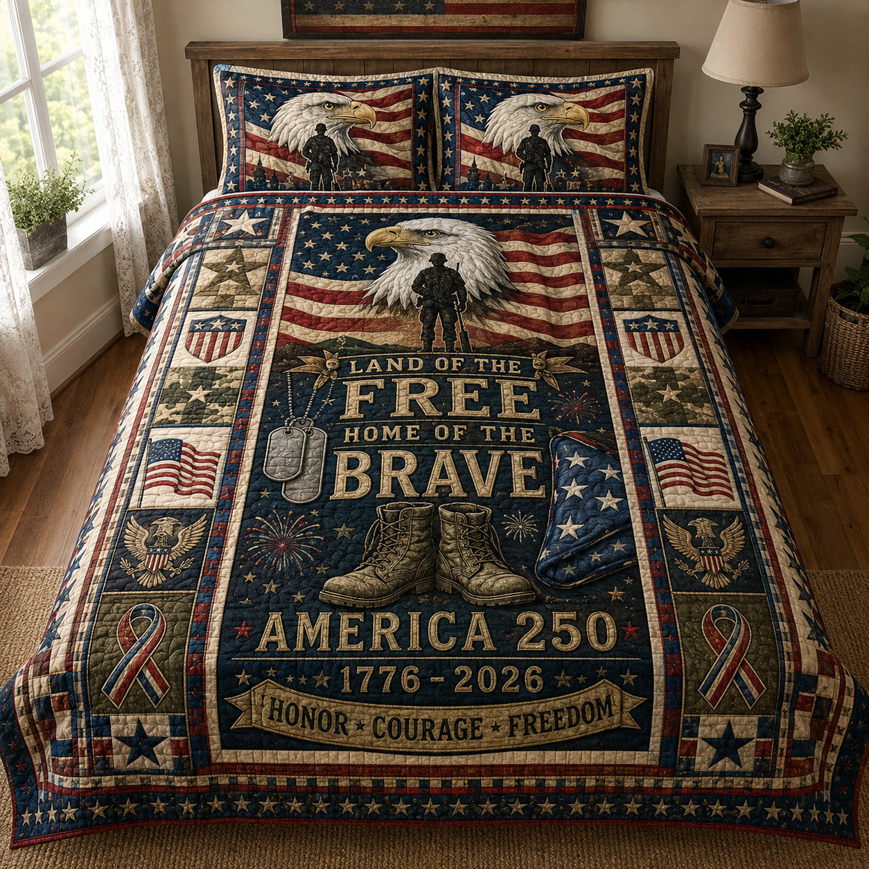 America 250 3-Piece Quilted Bedding Set GFTOLAN05