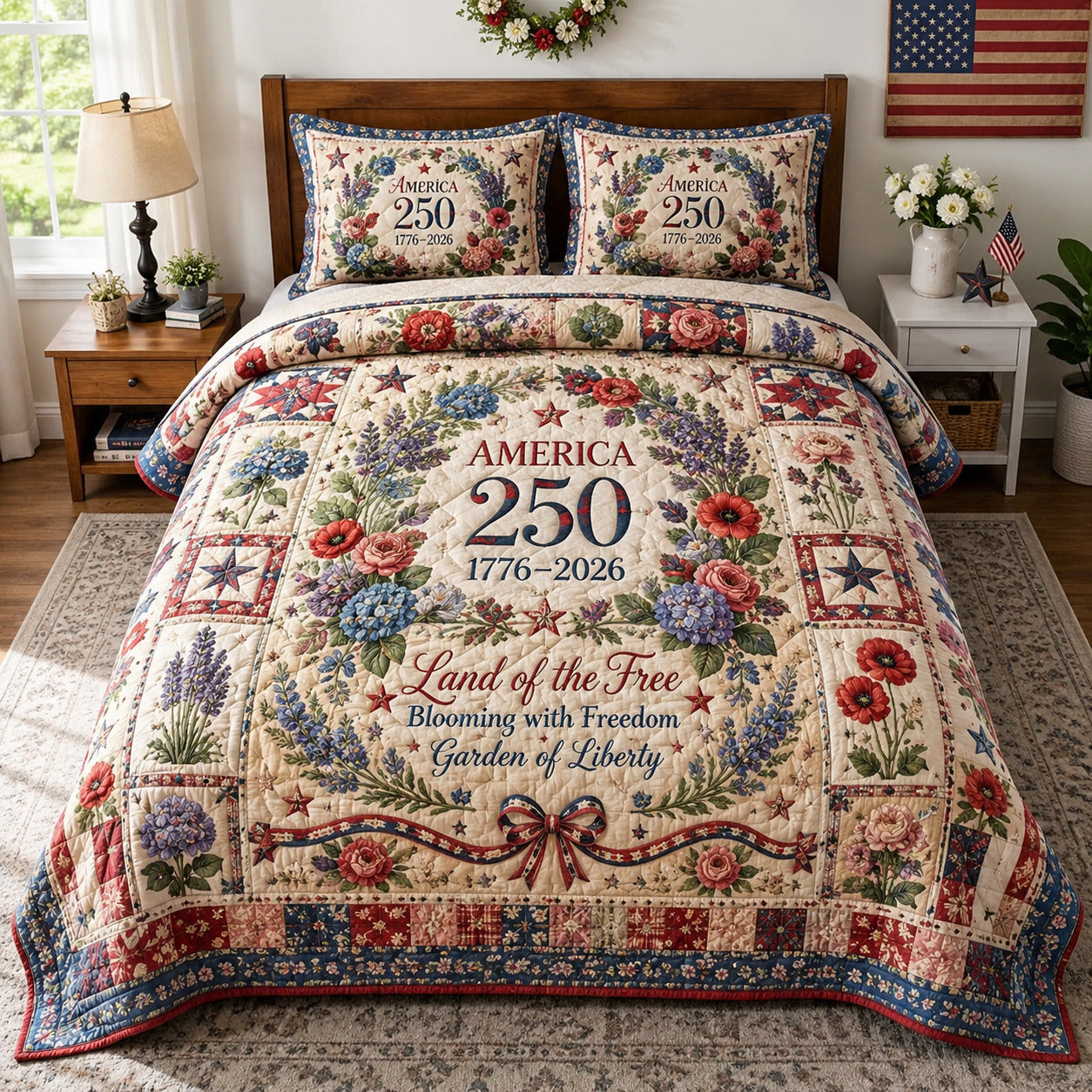 America 250 3-Piece Quilted Bedding Set GFTOLAN06