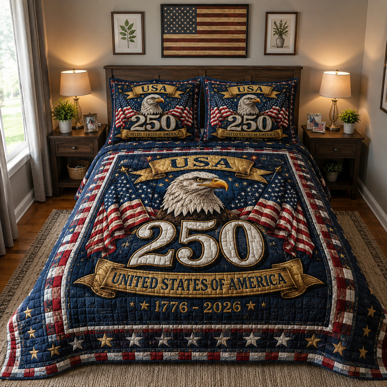 America 250 3-Piece Quilted Bedding Set GFTOLAN07