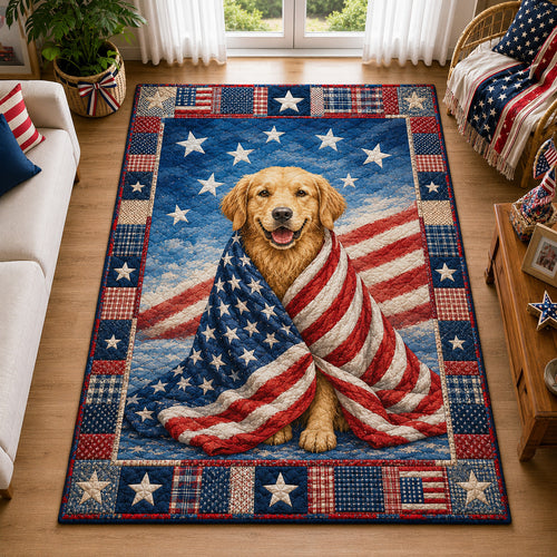 Patriotic Golden Retriever Area Rug GFTOLAN09