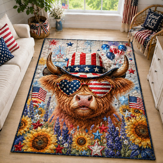 Patriotic Highland Cow Area Rug GFTOLAN10