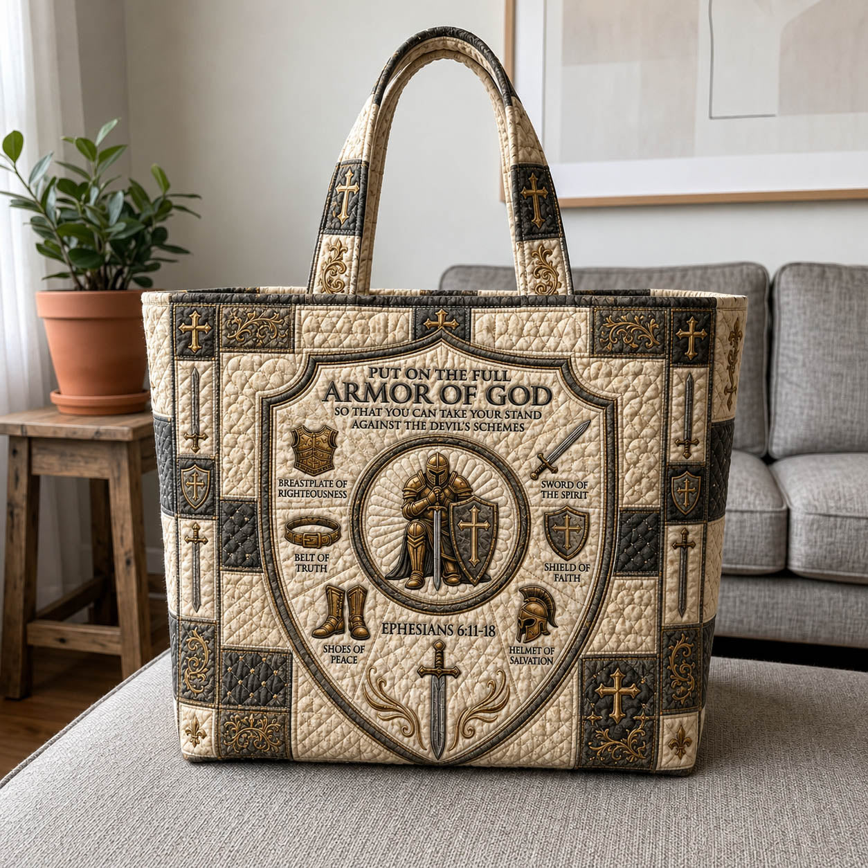 Armor Of God Quilted Tote Bag GFTOLAN1002