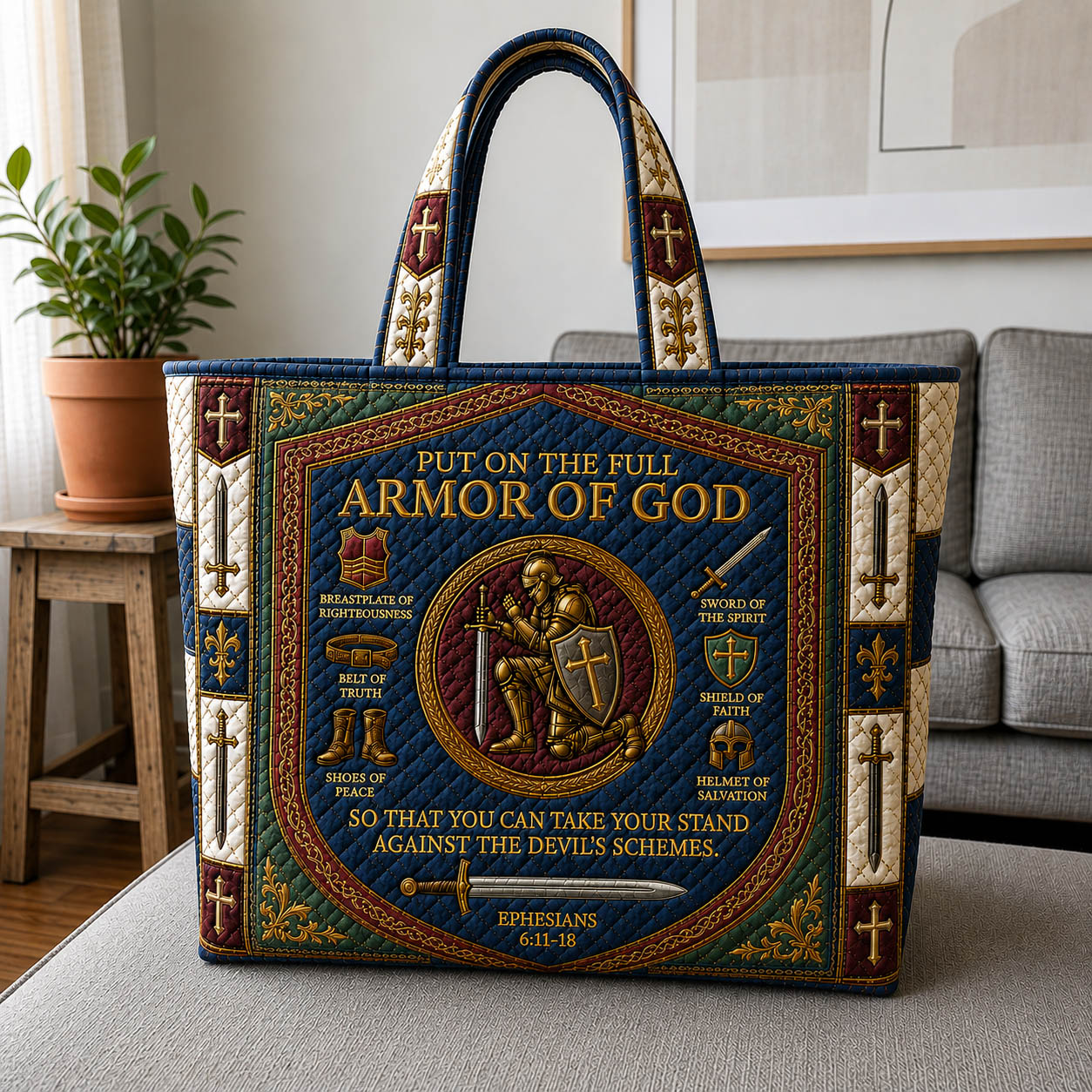Armor Of God Quilted Tote Bag GFTOLAN1005