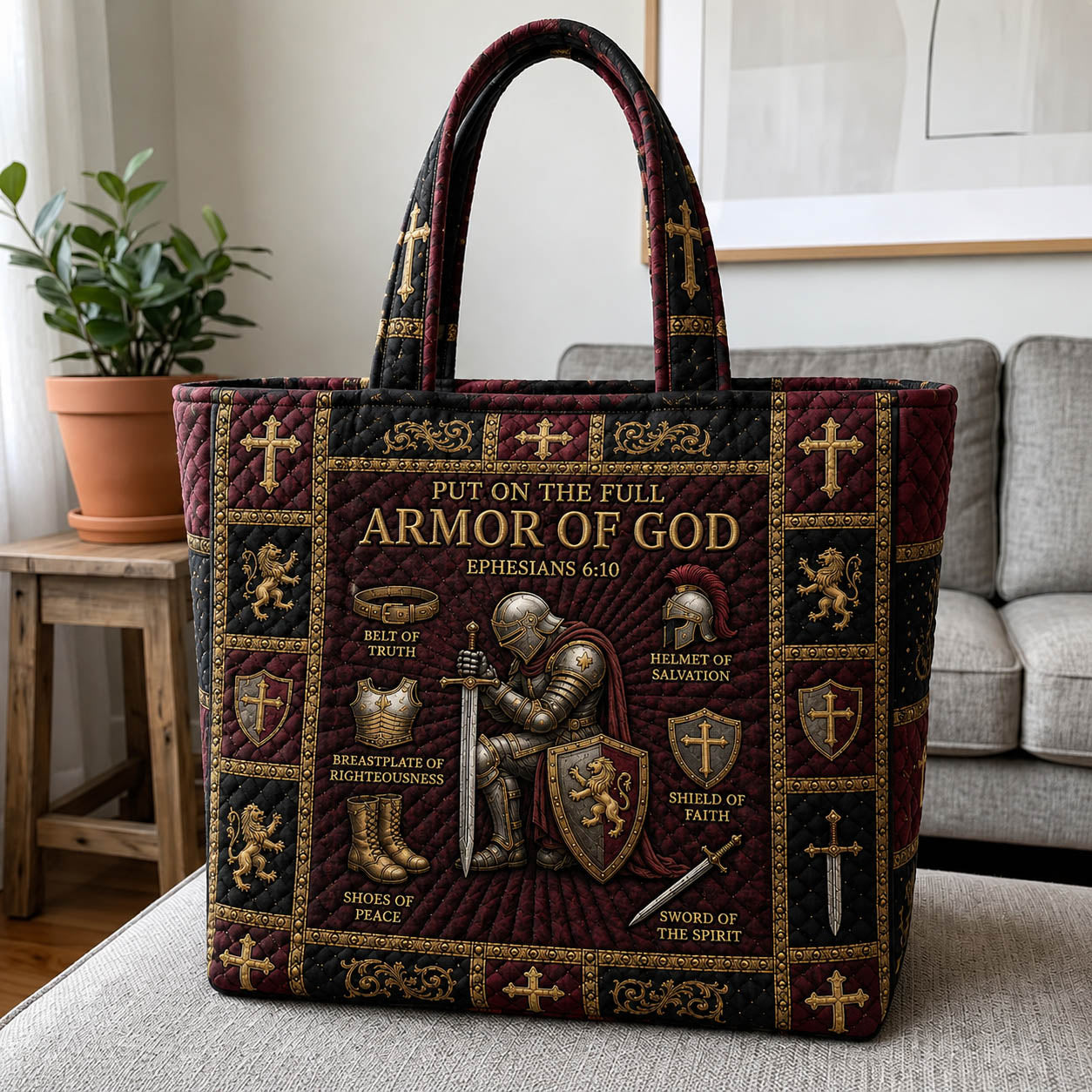 Armor Of God Quilted Tote Bag GFTOLAN1007