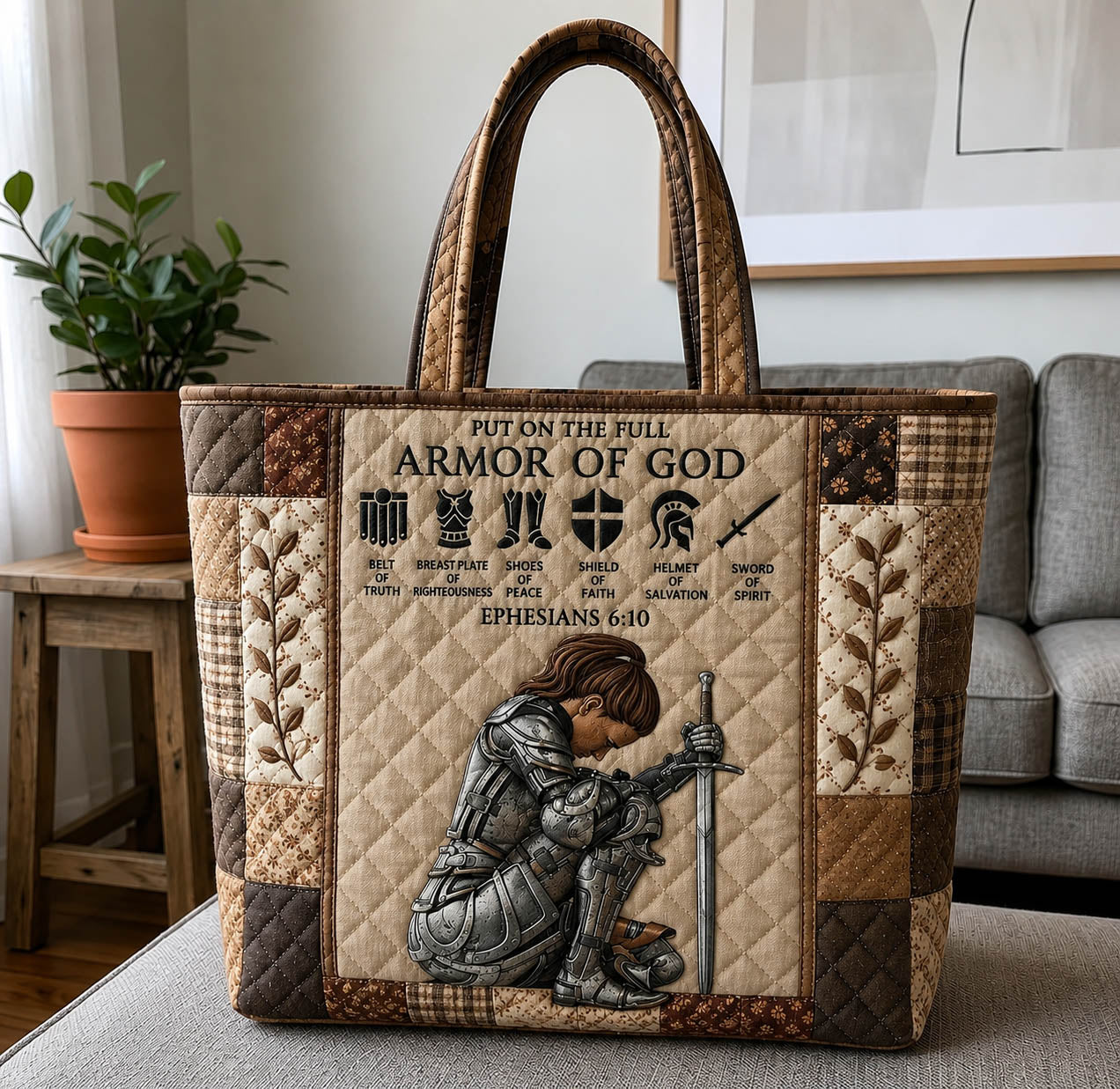 Woman Warrior Of God Quilted Tote Bag GFTOLAN1009