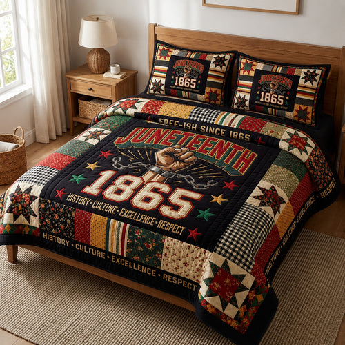Juneteenth Freeish 3-Piece Quilted Bedding Set GFTOLAN101